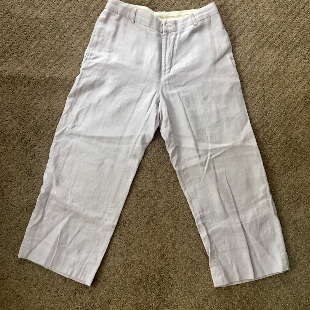 Linen wide leg Capri pants.